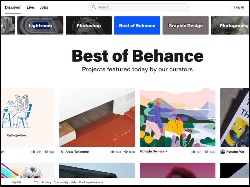 Giao diện chính Website Behance